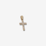Cruz (9 x 5.5 mm) c/ Diamantes Pave (0.05 Ct) -  Oro Amarillo 14Kts