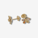 Zarcillos (7.6 mm) Screwback Margaritas c/ Petalos de Zircones - Oro Amarillo 18Kts