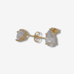 Zarcillos (7 x 5 mm) Post Zircon Gota 4 Prongs  - Oro Amarillo 18Kts