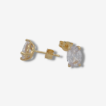 Zarcillos (7 x 5 mm) Post Zircon Ovalado 4 Prongs - Oro Amarillo 18Kts