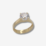 Anillo Compromiso Solitario Zircon c/ 4 Prongs & Aro Liso - Oro Amarillo 14Kts