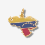 Dije (20 mm) Mapa de Venezuela c/ Esmalte Tricolor - Oro Amarillo 14Kts
