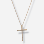 Cadena (40 cm) c/ Cruz de Diamantes Pavé (0.15 Ct.) - Oro 14Kts