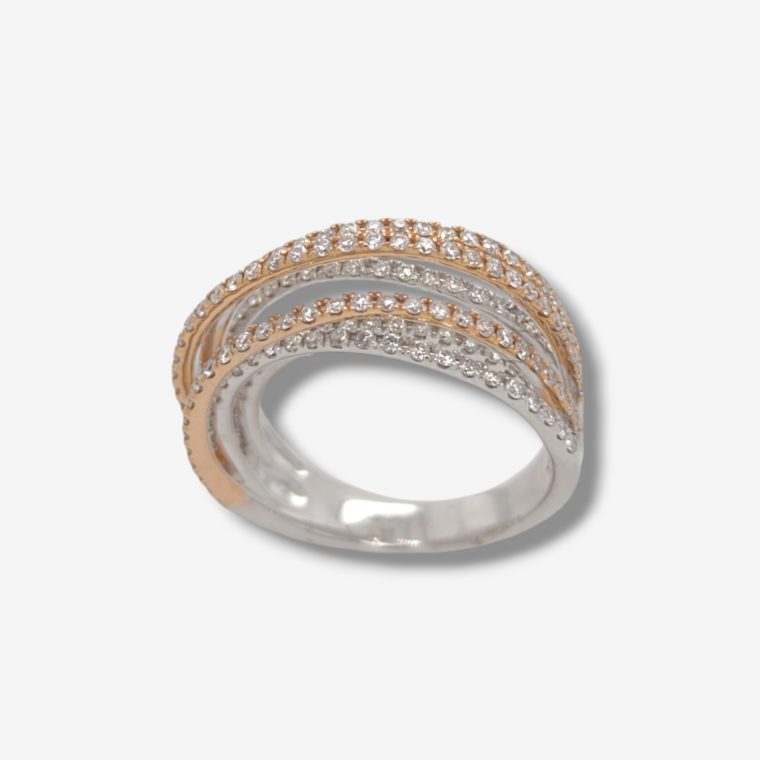 Photoroom-20241015_161123.png Anillo 6 Lineas c/ Diamantes Pave (1.25 Ct) - Oro Blanco & Oro Rosado 18Kts - Image 1