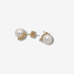 Zarcillos (7 mm) Post Perlas Cultivadas c/ 1 Diamante (0.04 Ct)  - Oro Amarillo 14Kts