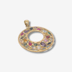Dije (37 mm) Circulo Calado c/ Zircones de Colores - Oro Amarillo 18Kts