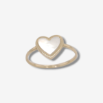Anillo Corazon (8 x 9 mm)  Madre Perla c/ Aro Liso Fino - Oro Amarillo 14Kts