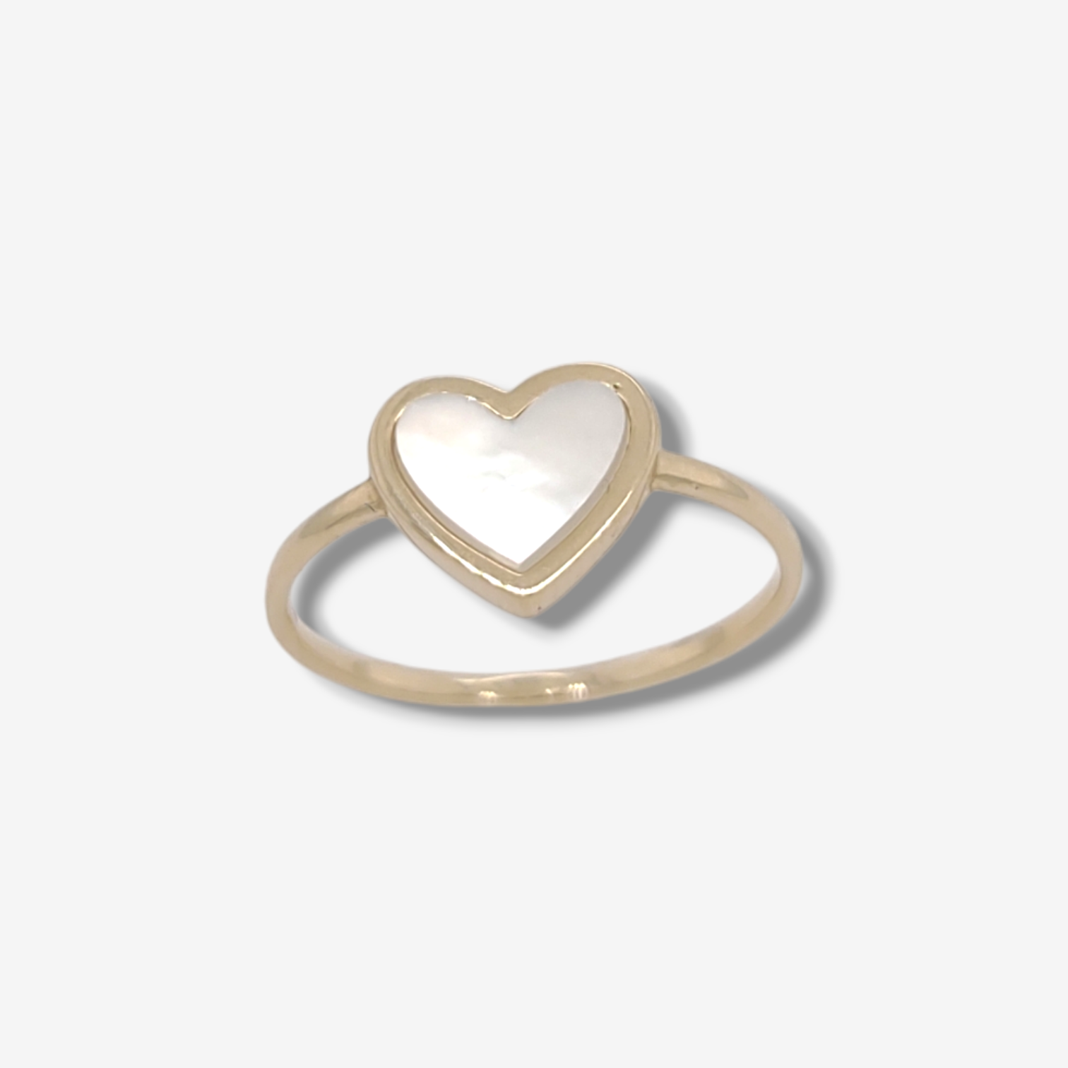 Photoroom-20241112_141124.png Anillo Corazon (8 x 9 mm) Madre Perla c/ Aro Liso Fino - Oro Amarillo 14Kts - Image 1