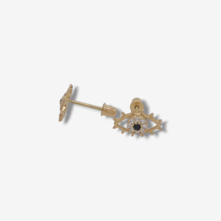 Zarcillos (6 x 10 mm) Screwback Ojos c/ Zircones Paves  - Oro Amarillo 14Kts