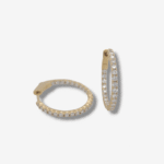 Argollas (21.5 mm) Medianas c/ Diamantes Labgrown Pave (1 Ct) & Cierre Push - Oro Amarillo 18Kts
