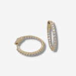 Argollas (21.5 mm) Medianas c/ Diamantes Labgrown Pave (1 Ct) & Cierre Push - Oro Amarillo 18Kts - Image 2