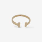 Anillo Abierto Doble T (2 mm) Tubo Rectangular - Oro Amarillo 14Kts