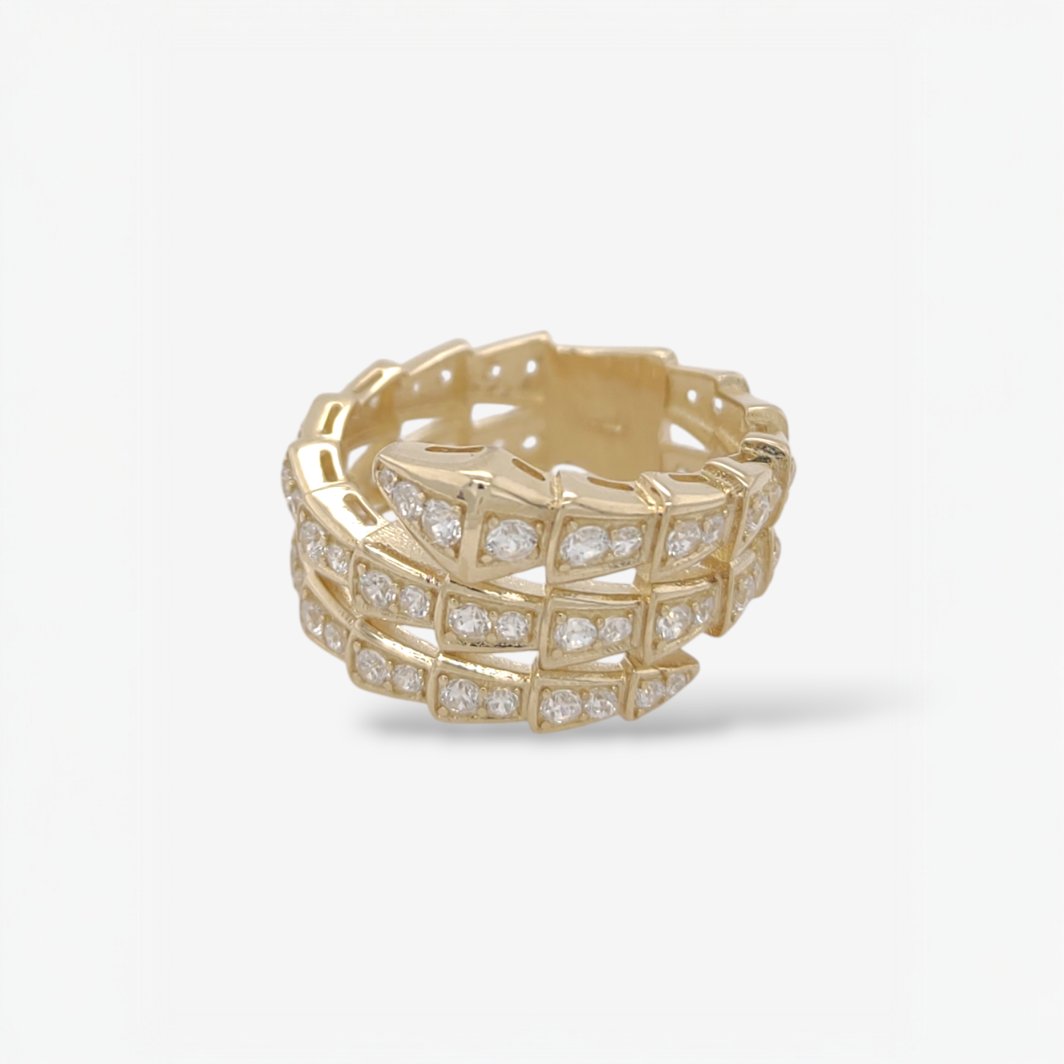 Photoroom-20250203_124556.png Anillo (12 mm) Serpiente Entorchada c/ Tres Lineas & Zircones Pave - Oro Amarillo 14Kts - Image 1