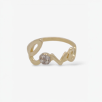Anillo (6 mm) Letras Love c/ Circulo de Zircones Pave - Oro Amarillo 14Kts