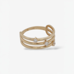 Anillo (6 mm) c/ Tres Lineas & Tres Zircones Pave - Oro Amarillo 14Kts