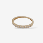 Anillo (3 mm) Cintillo Churumbela c/ Zircones & 4 Prongs - Oro Amarillo 14Kts