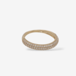 Anillo (3 mm) Cintillo Churumbela Media Cana c/ Zircones Pave - Oro Amarillo 14Kts