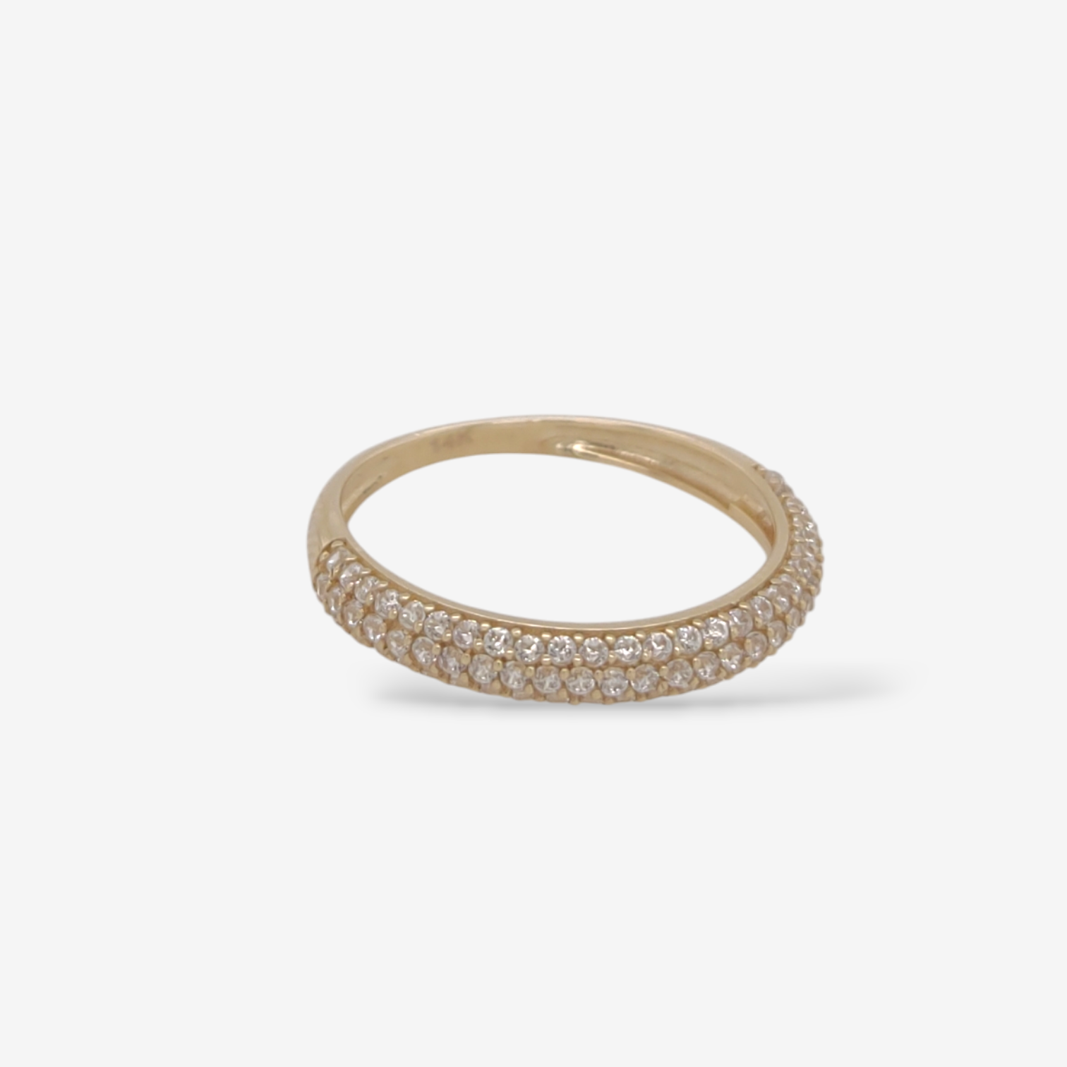 Photoroom-20250203_162729.png Anillo (3 mm) Cintillo Churumbela Media Cana c/ Zircones Pave - Oro Amarillo 14Kts - Image 1
