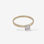 Anillo (1.8 mm) Compromiso Solitario c/ Zircon (4.5 mm) & 4 Prongs - Oro Amarillo 14Kts