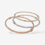 Set 3 Pulseras Bangles Tubo Light Melcocha (#18) c/ Cierre Ocho de Seguridad - Oro Tres Tonos 14Kts