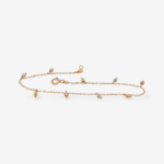 Brazalete (18 cm) Cadena Fina c/ Esferas Facetadas Colgando - Oro Tres Tonos 14Kts