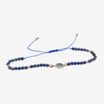 Brazalete Ajustable Ying-Yang c/ Esmalte Azul & Lapizlazuli - Oro Amarillo 14Kts