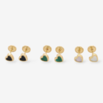 Zarcillos (4.5 x 4.8 mm) Screwback Corazones Biselados - Oro Amarillo 18Kts