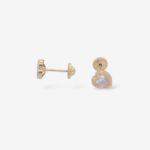 Zarcillos (5.8 x 6 mm) Screwback Corazon c/ Zircon Biselado - Oro Amarillo 18Kts
