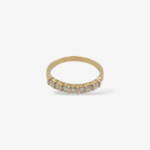 Anillo (3 mm) Cintillo Churumbela c/ Diamantes (0.66 Ct) en Barra (Bar Setting)  - Oro Amarillo 18Kts