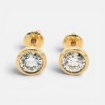 Zarcillos (2.5 Ct) Post Studs Diamantes Labgrown (7.7 mm) Biselados Martini - Oro Amarillo 14kt