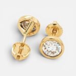 Zarcillos (2.5 Ct) Post Studs Diamantes Labgrown (7.7 mm) Biselados Martini - Oro Amarillo 14kt - Image 2