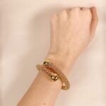 Pulsera Estilo Caviar (8.5 mm) c/ Terminales Esferas Bola (14 mm) - Oro Amarillo 14 Kts - Image 2
