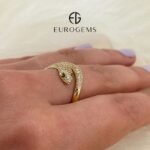Anillo Serpiente dos Líneas c/ Zircones Pave - Oro Amarillo 18Kts