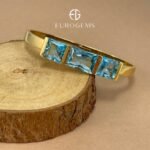 Pulsera/bangle c/ 3 x cuarzos hidrotermales - Oro Amarillo 18Kts.