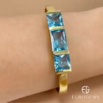 Pulsera/bangle c/ 3 x cuarzos hidrotermales - Oro Amarillo 18Kts. - Image 4