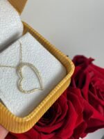 Cadena (40 + 5 cm) c/ Corazon Silueta & Diamantes (19 x 17 mm) - Oro 14Kts
