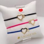 Brazalete Hilo Chino c/ Dije Corazones - Oro Amarillo 18Kts